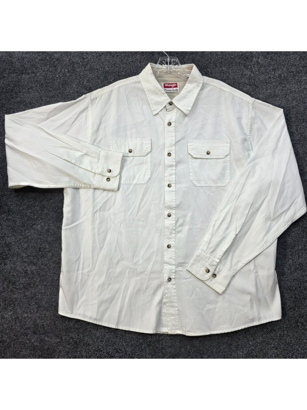 Wrangler Cotton Western Shirt  XL White Button Down Long Sleeve Cowboy Workwear
